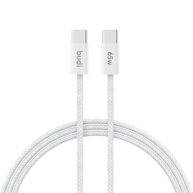 Budi 252TT Cable 65W 1m Braided White Mascom International.webp